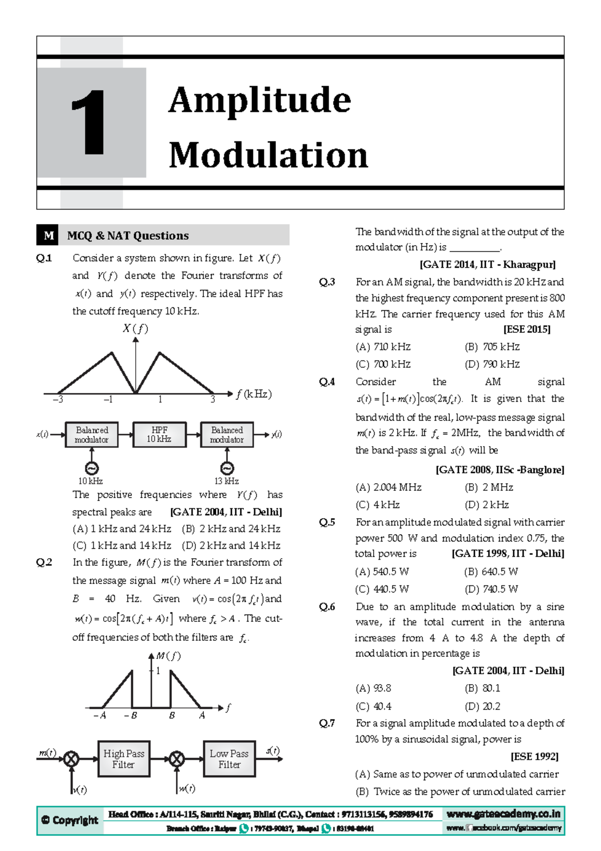 1. Amplitude Modulation And Its Properties - Q Consider A System Shown ...