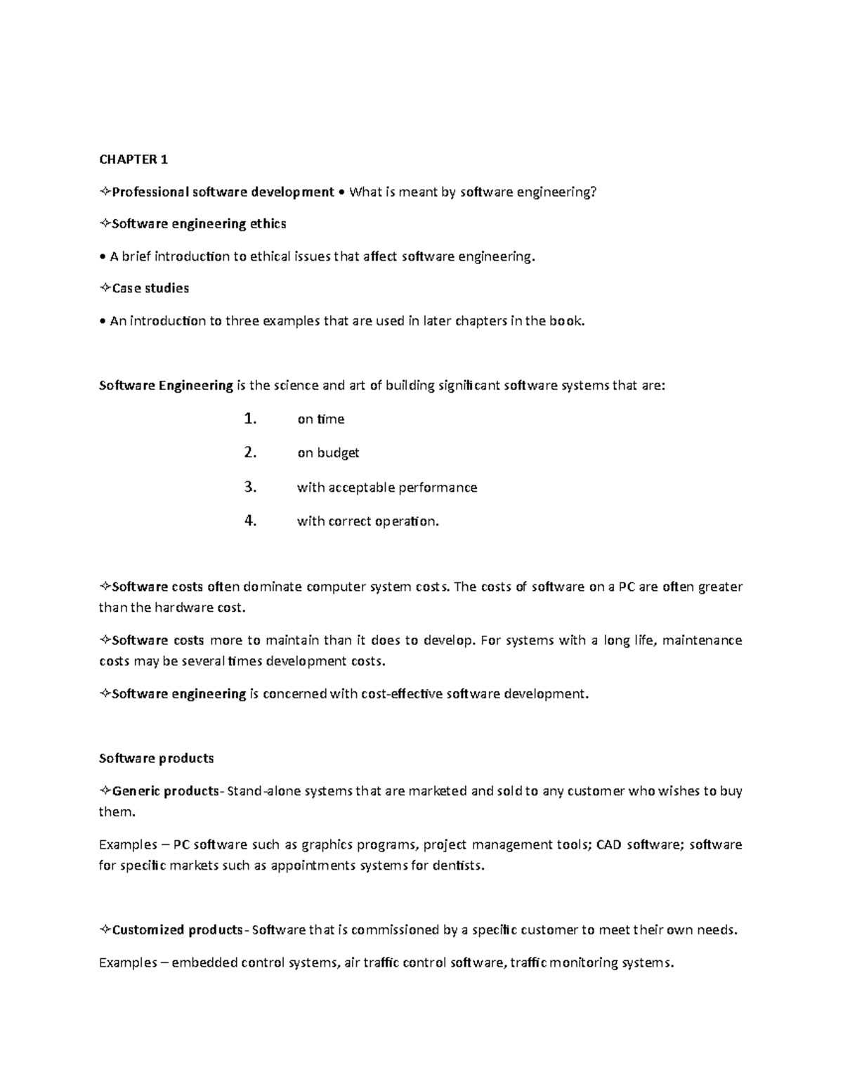 Reviewer in Comsci 3100- Software Engineering - CHAPTER 1 software ...