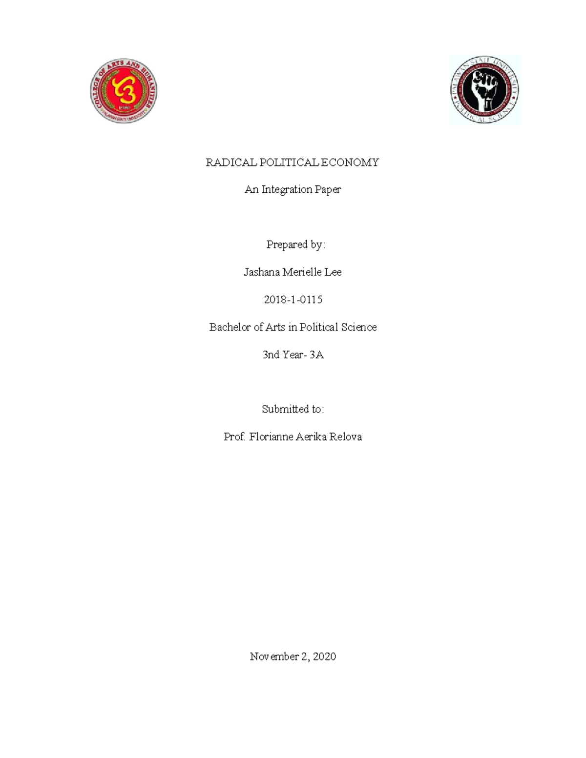 Integration Paper about Radical Political Economy - RADICAL POLITICAL ...