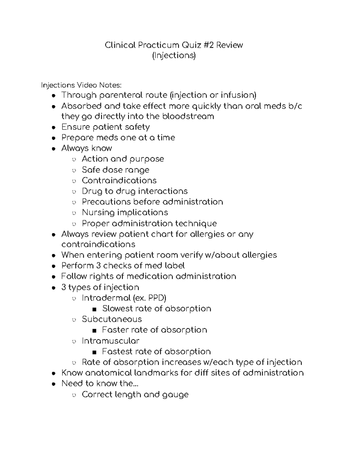 Clinical Practicum Quiz 2 Review Clinical Practicum Quiz 2 Review