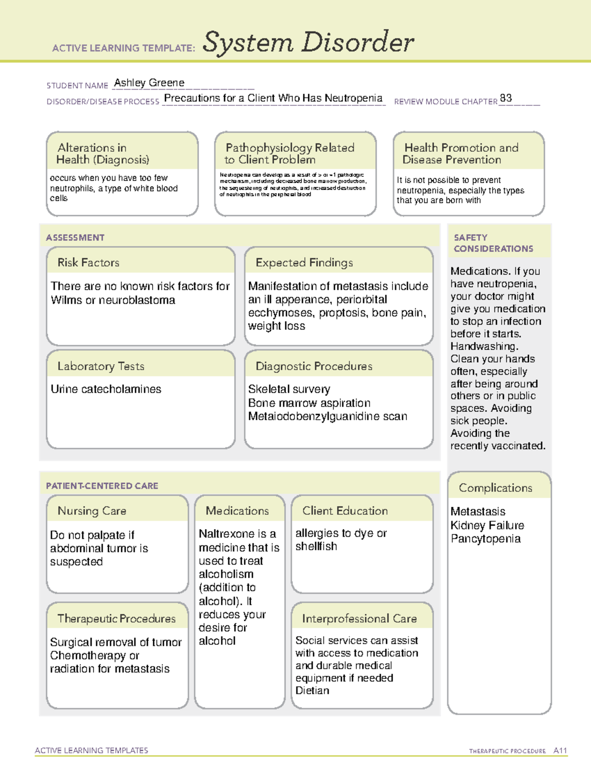 7 System Disorder Neutropenia - ACTIVE LEARNING TEMPLATES TherapeuTic ...