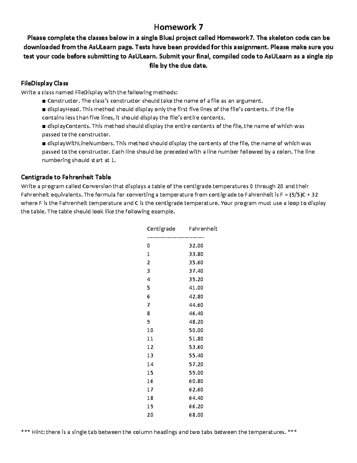 Homework Seven - CS1 HW 7 - Homework 7 Please Complete The Classes ...