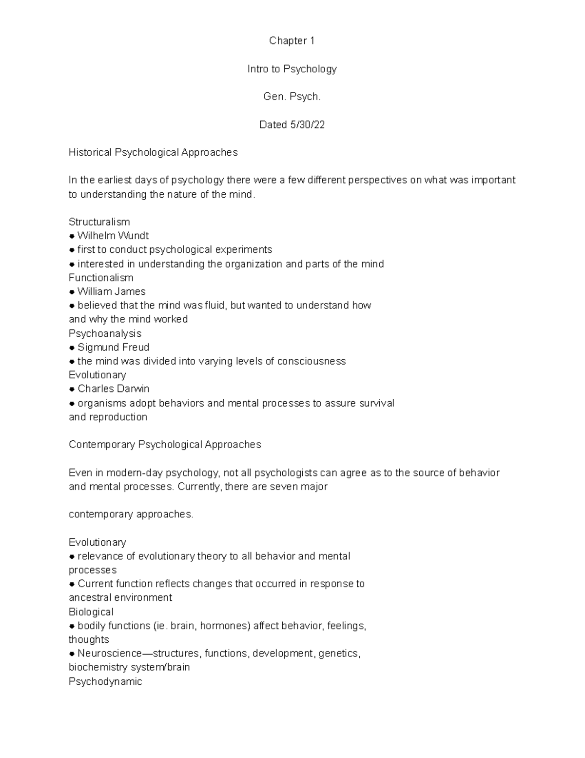 Ch. 1 Intro To Psychology - Exclusive - Study Guide + Notes - Intro To ...