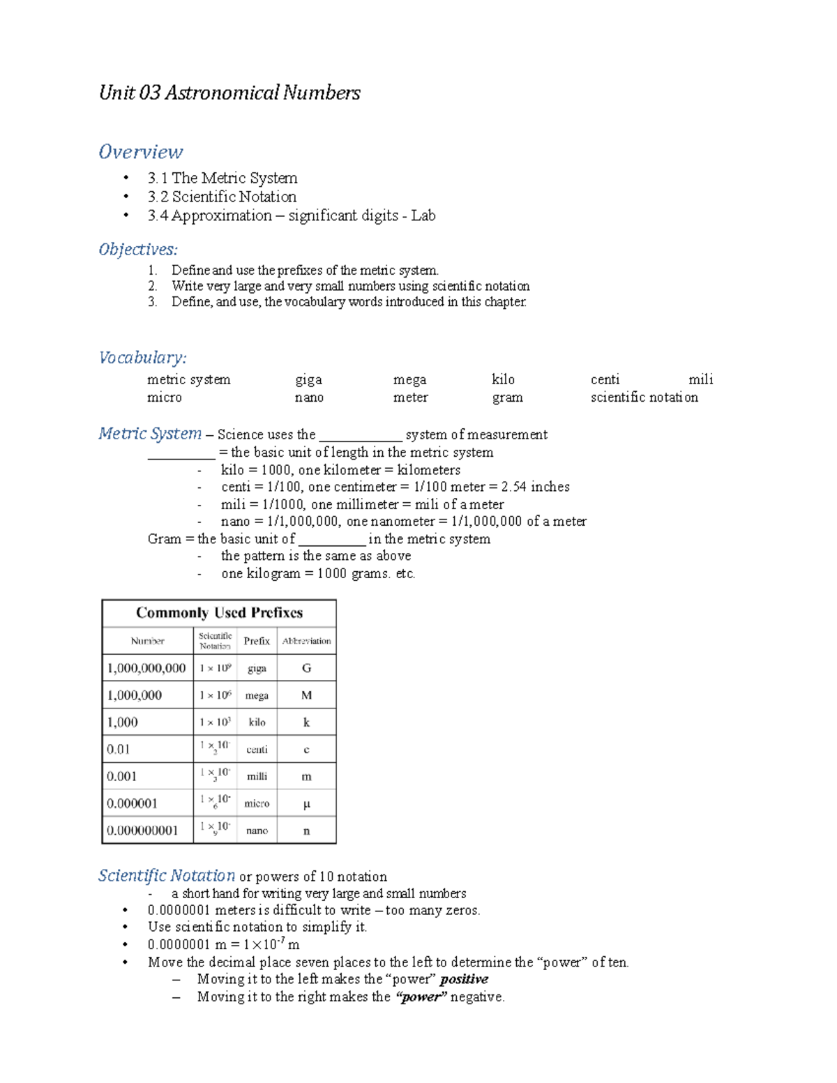 Unit 03 Astronomical Numbers Unit 03 Astronomical Numbers Overview 3