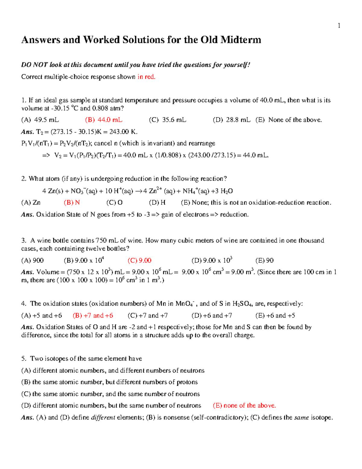 Exam 2011, questions and answers - Answers and Worked Solutions for the ...