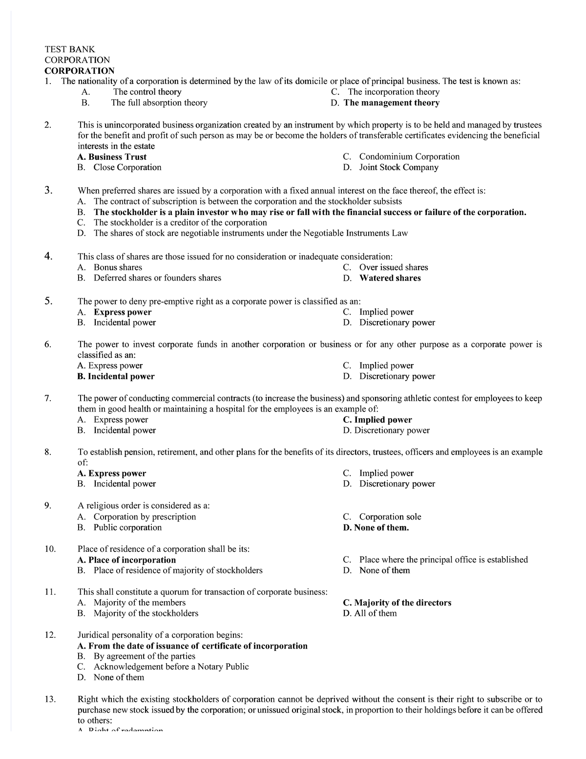 corporation test bank compress corporation-test-bank - TEST BANKTEST ...