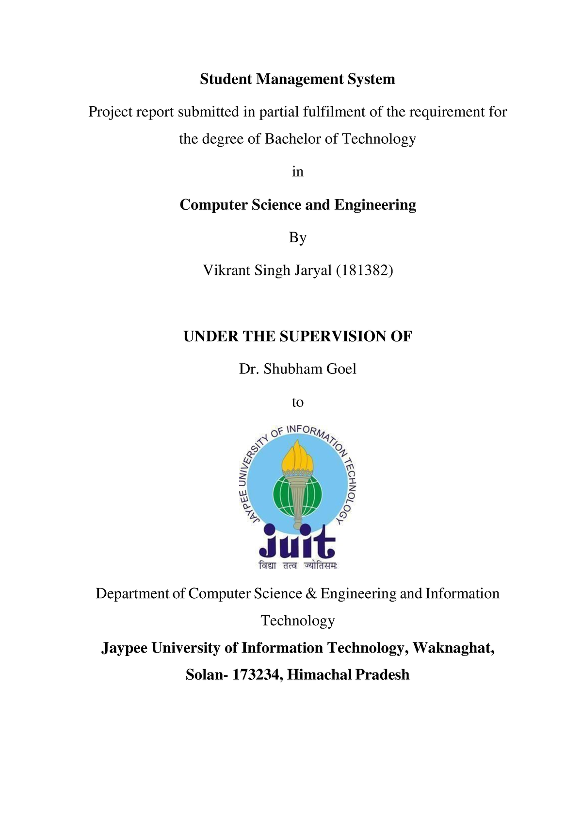 Student Management System - Student Management System Project report ...