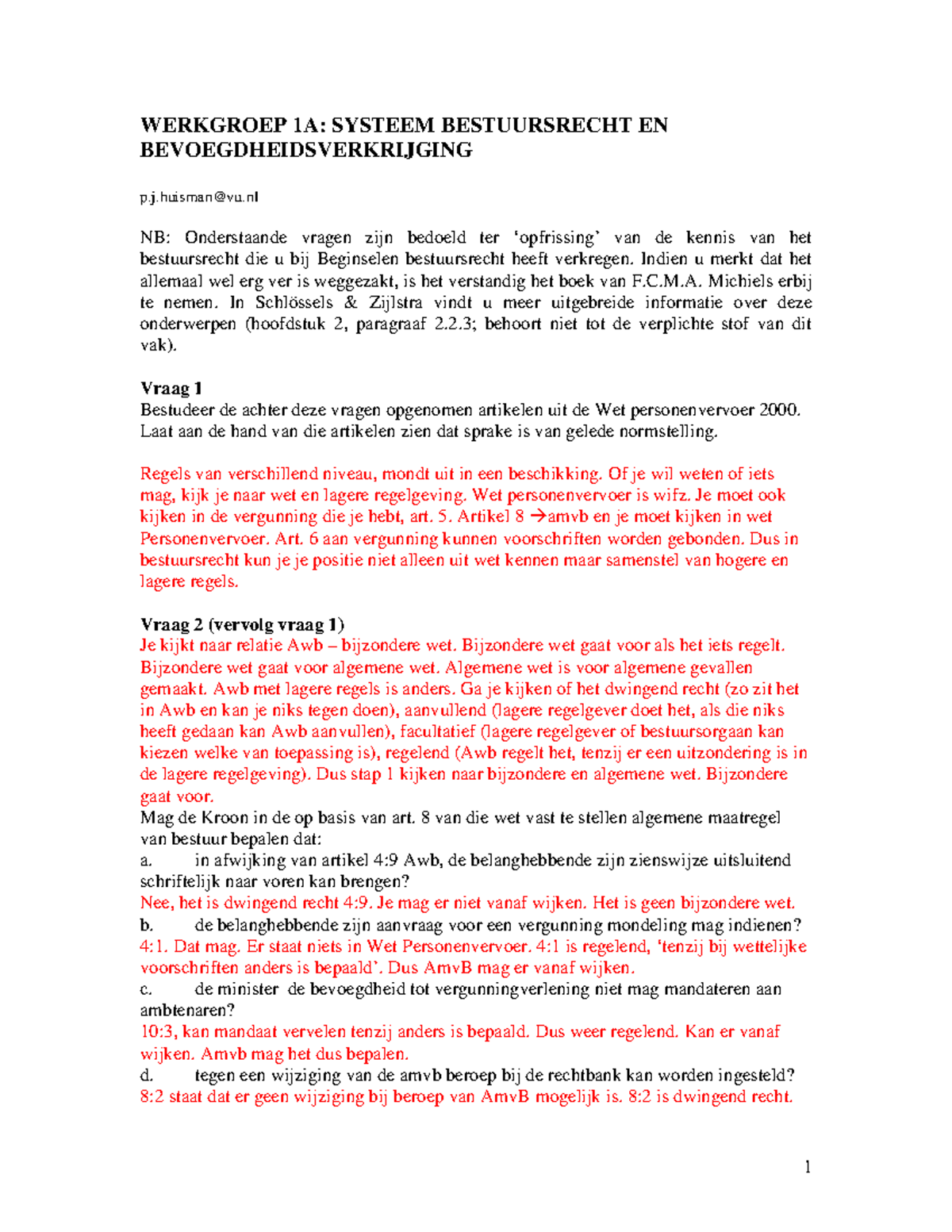 Bestuurs Wg - WERKGROEP 1A: SYSTEEM BESTUURSRECHT EN ...