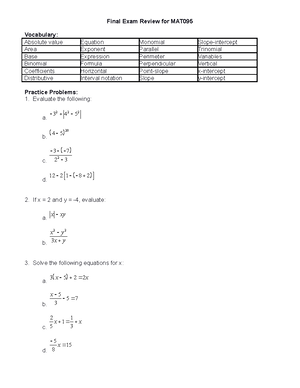 Word+Problem+Review - Final review - MAT 099 – Word Problem Review ...