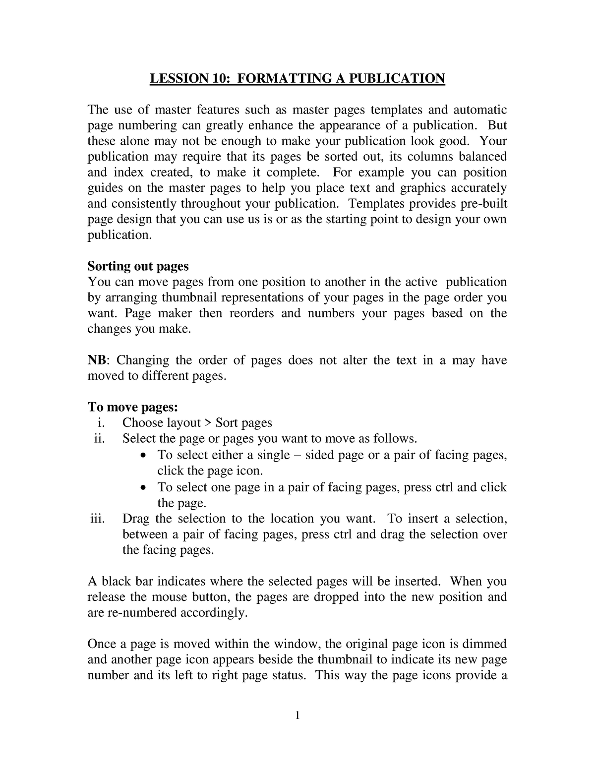 Managing A Long Publication 3 Lession 10 Formatting A Publication The Use Of Master Features 0032