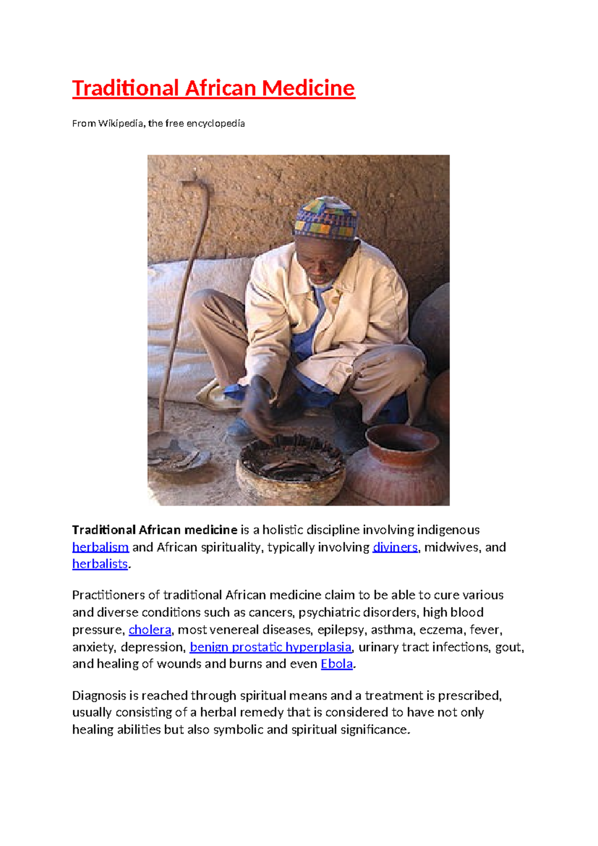 Traditional African Medicine - Practitioners of traditional African ...