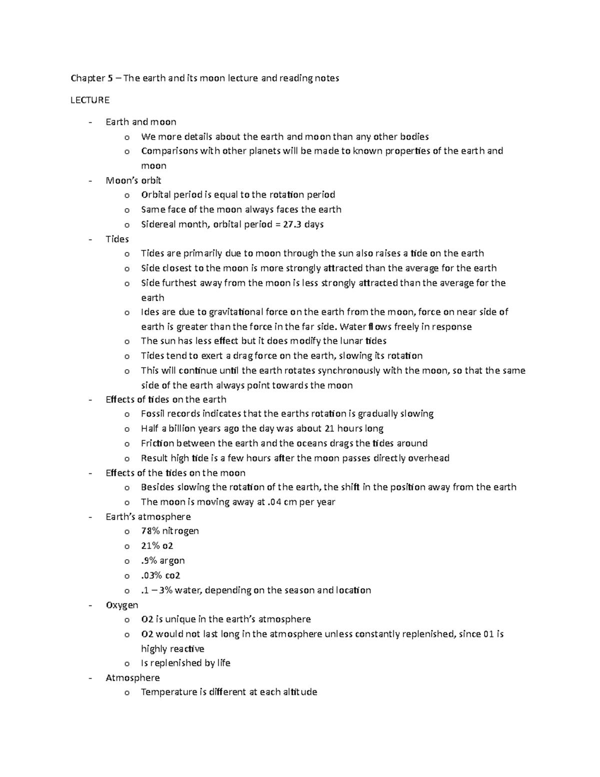 Astronomy Chapter 5 - earth and its moon - Chapter 5 – The earth and ...