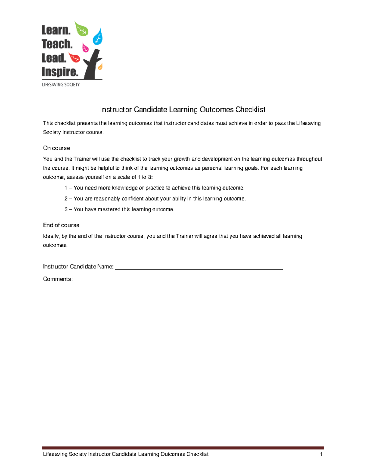 92instructor learning outcomes checklist 2017-09 29 - Instructor ...