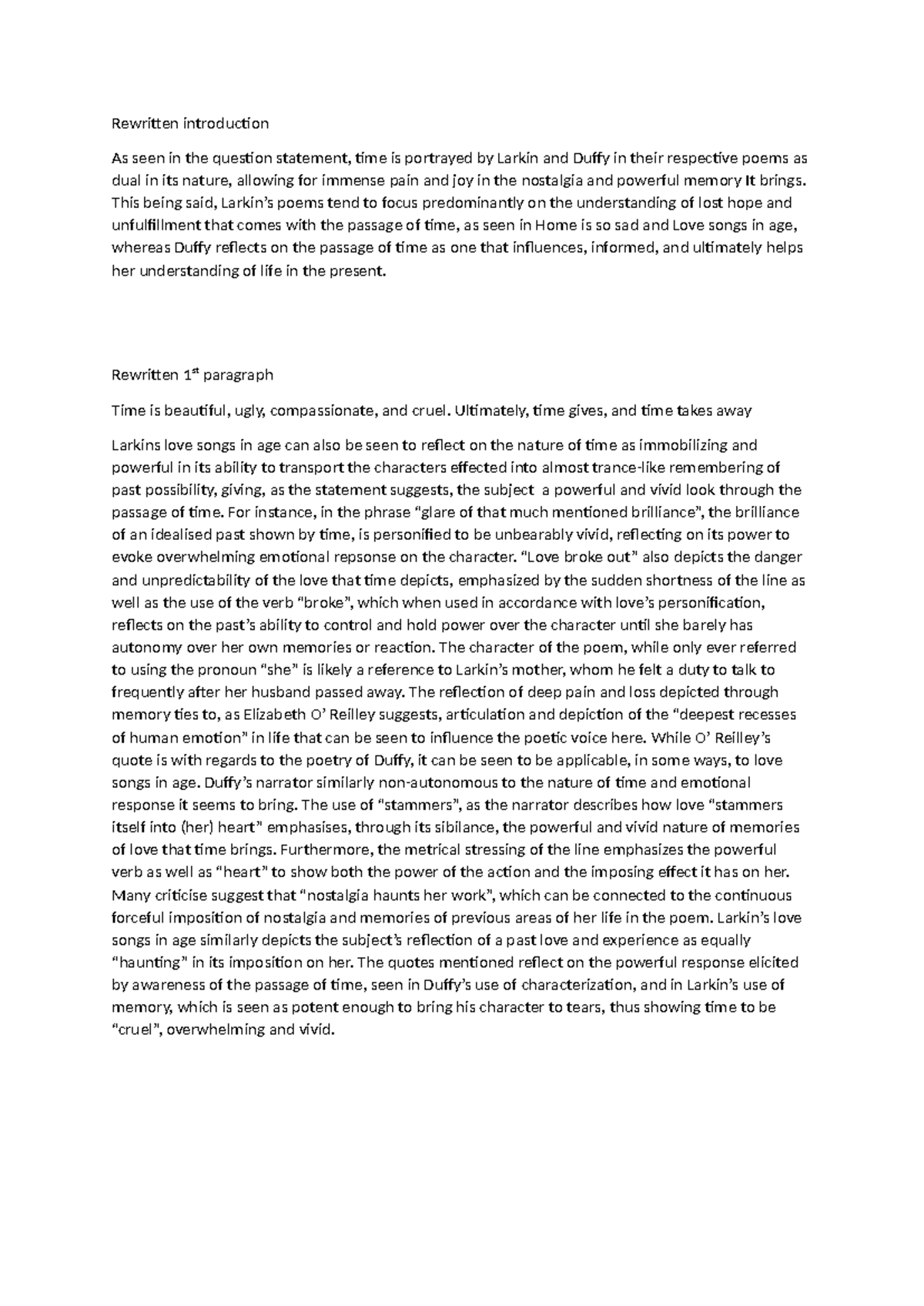 60 mark rewrite - 60 mark essay comparative drama - Rewritten ...