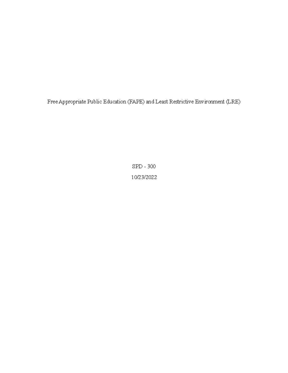 Free Appropriate Public Education (FAPE) and Least Restrictive ...
