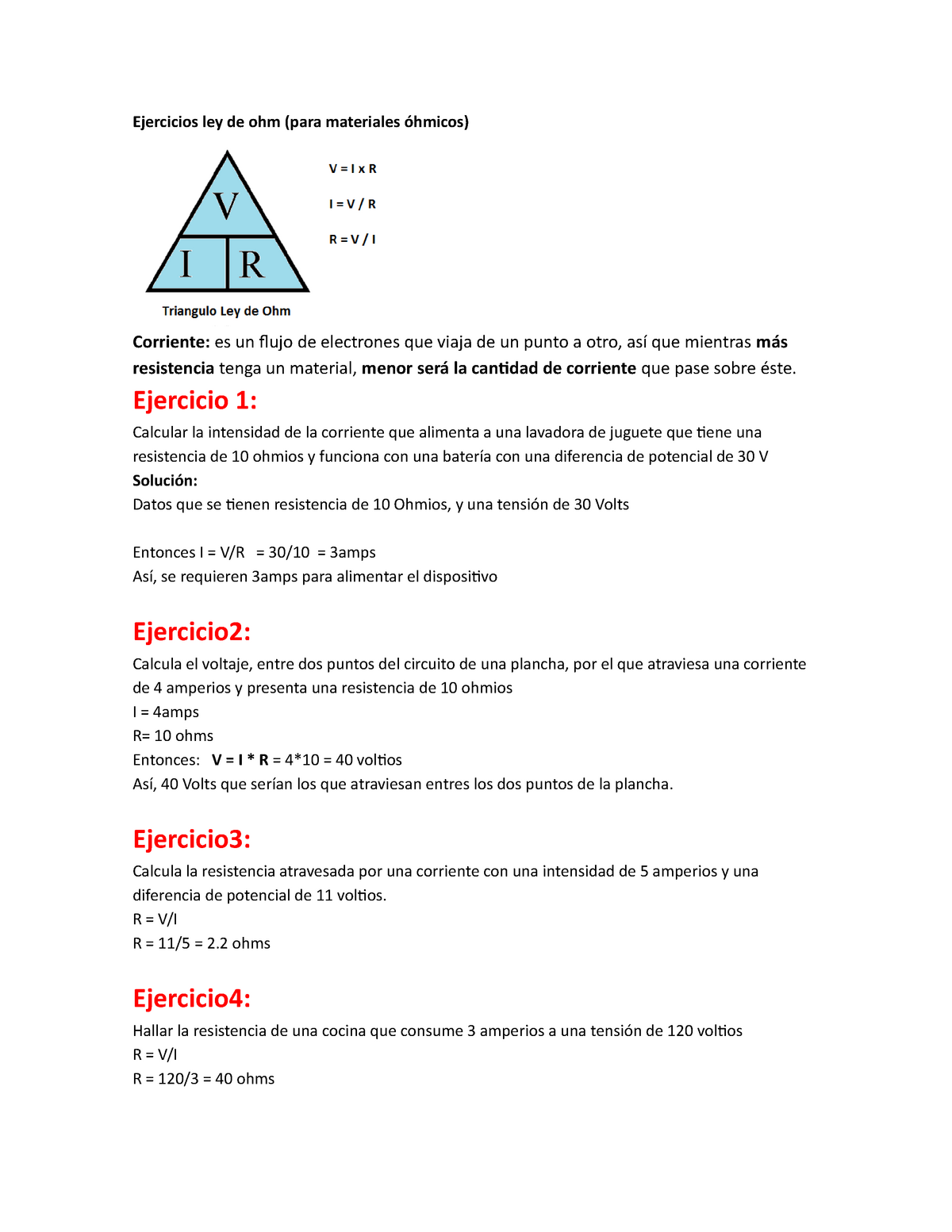 Ejercicios Ley Ohm Practica Con Enunciados Y Respuestas Sobre El Tema Ley De Ohm Studocu