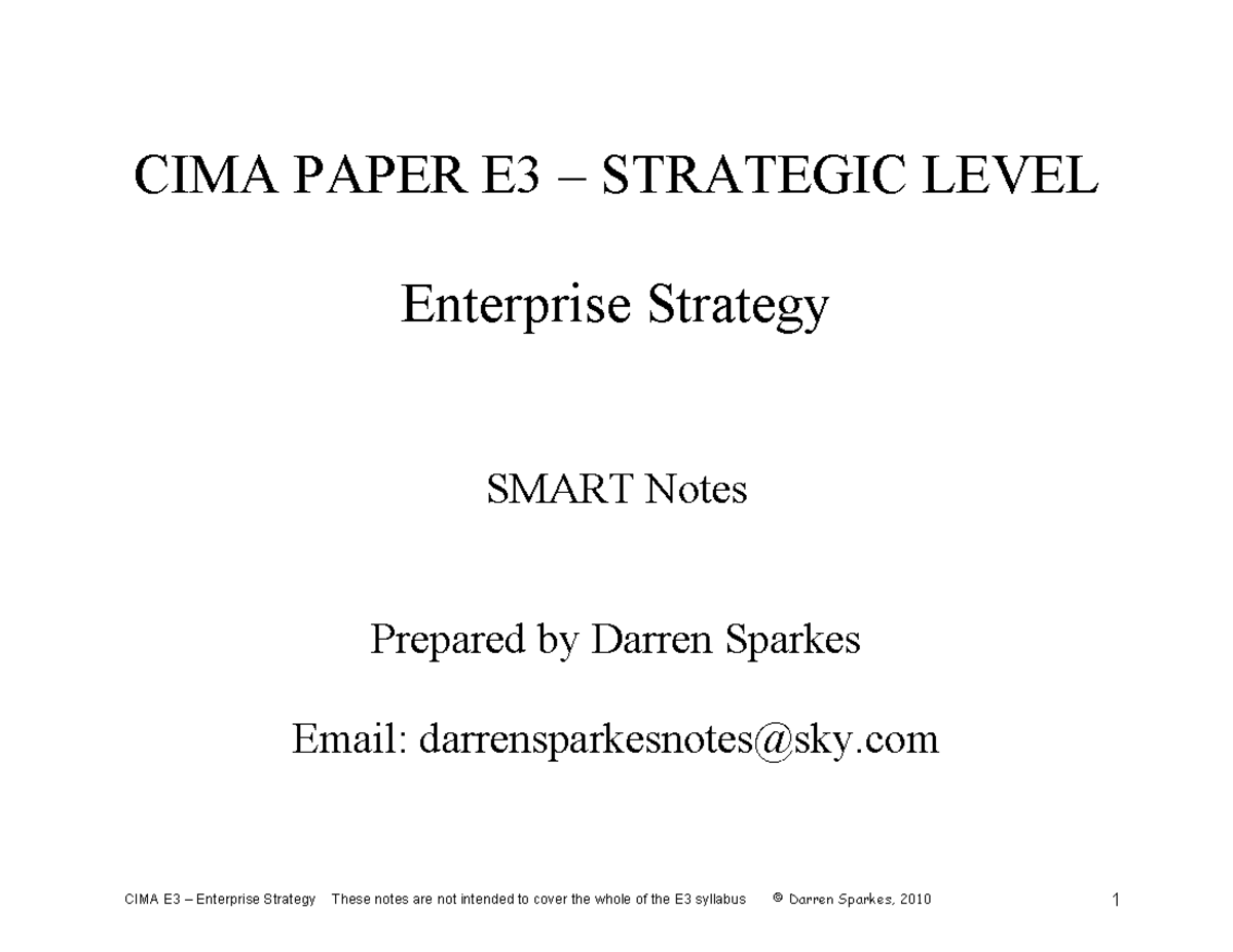 he simplest definition of risk is - CIMA PAPER E3 – STRATEGIC LEVEL ...