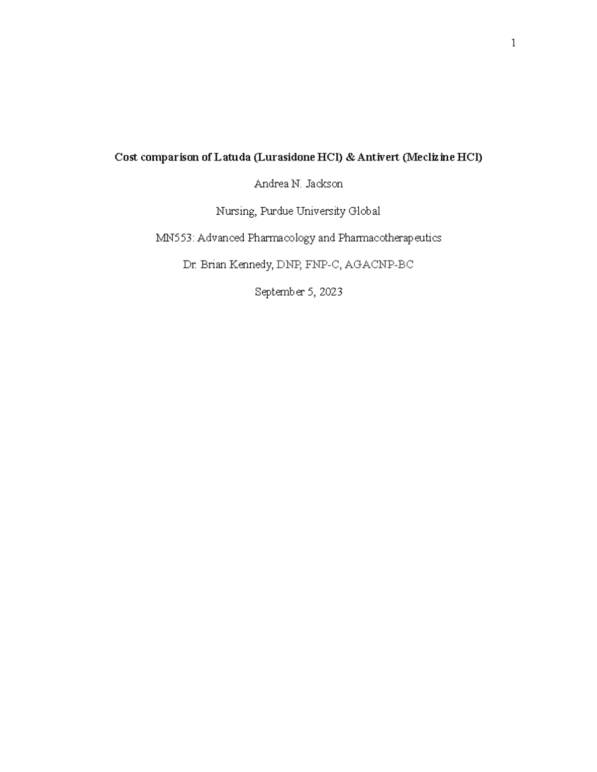 AJackson-Thurssday MN553 Unit Two Assignment Part 2 - 1 Cost comparison ...