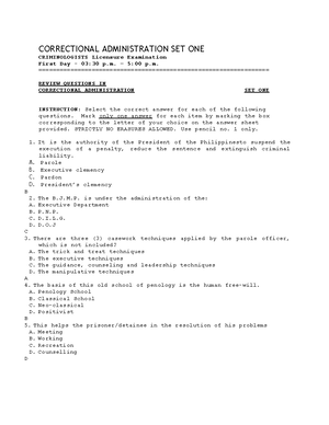 Table of Specification for LEA 100 - (LAW ENFORCEMENT ORGANIZATION AND ...