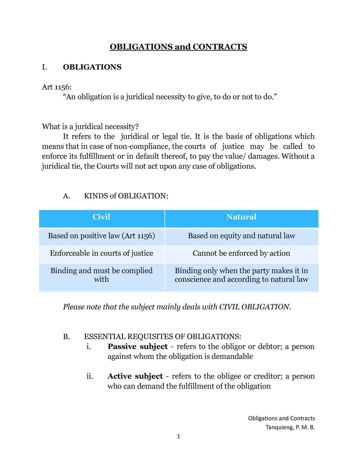 General Provisions Of Obligations - OBLIGATIONS And CONTRACTS I ...