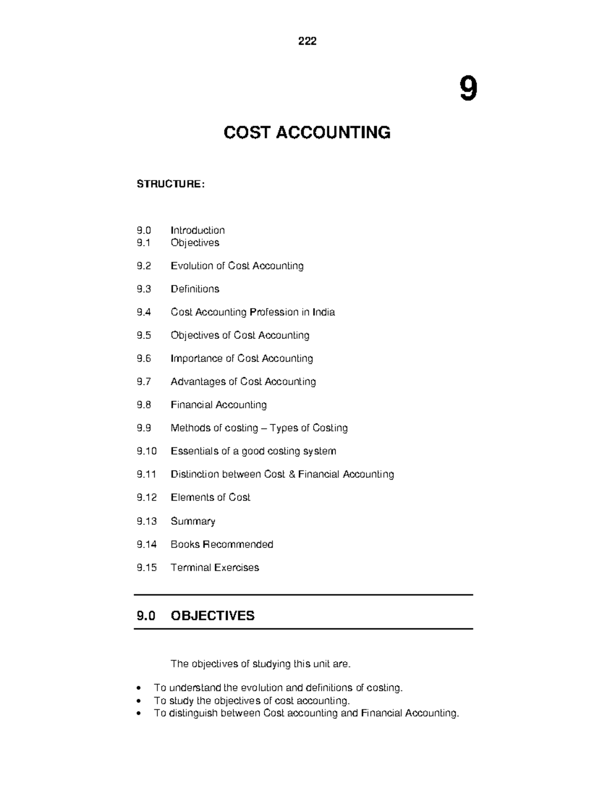 COST Accounting - 9 COST ACCOUNTING STRUCTURE: 9 Introduction 9 ...