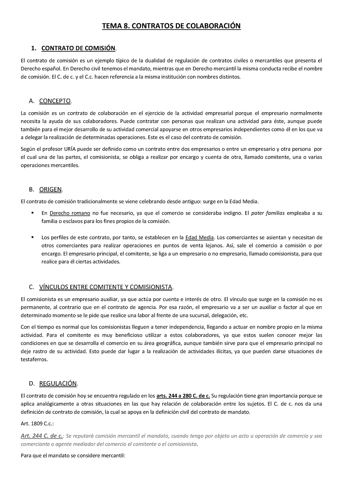 Ejemplo De Contrato De Comisión Mercantil Ejemplo Sencillo