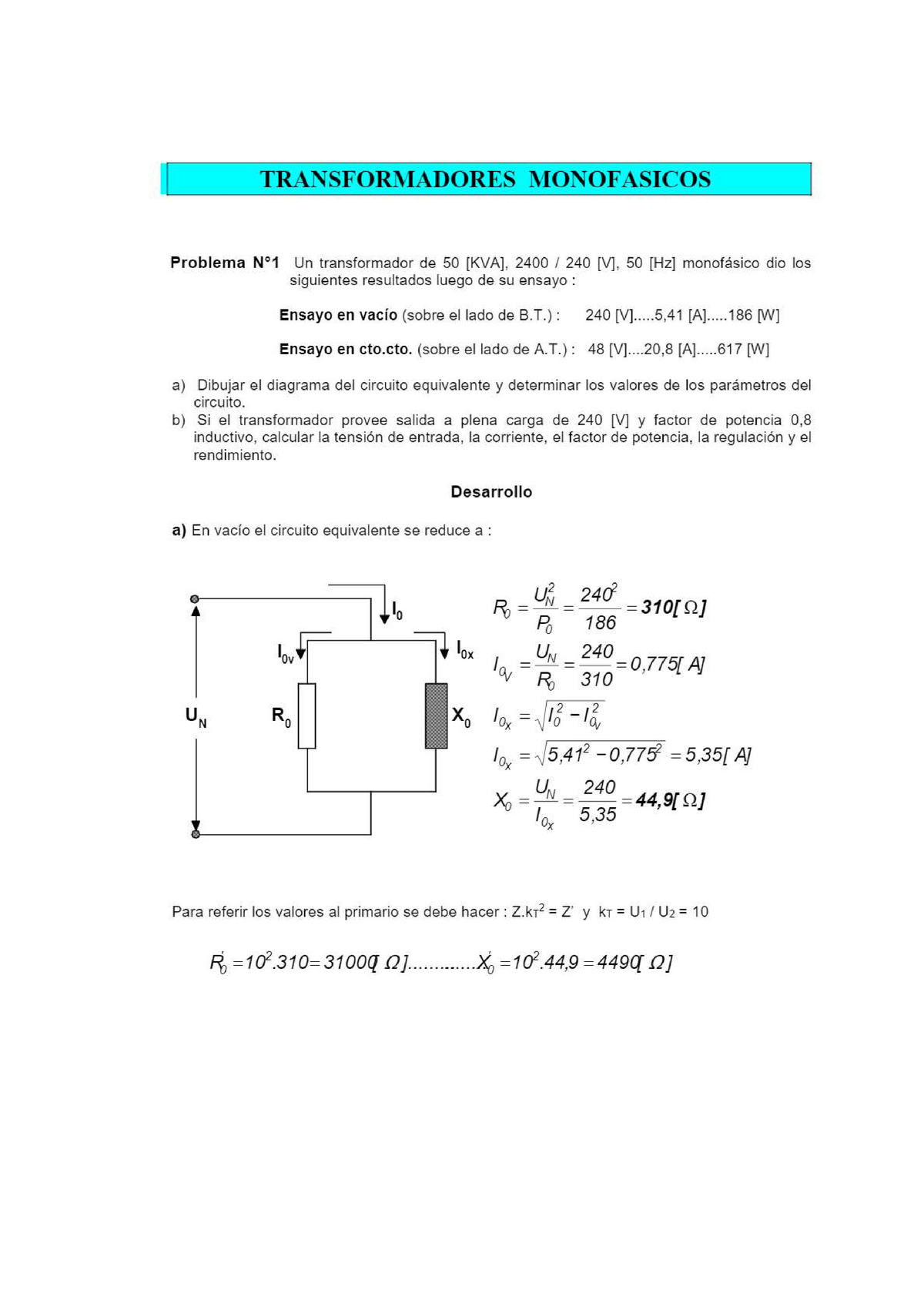 Ejercicios Resueltos Transformadores - Electrónica Y Electromecánica ...