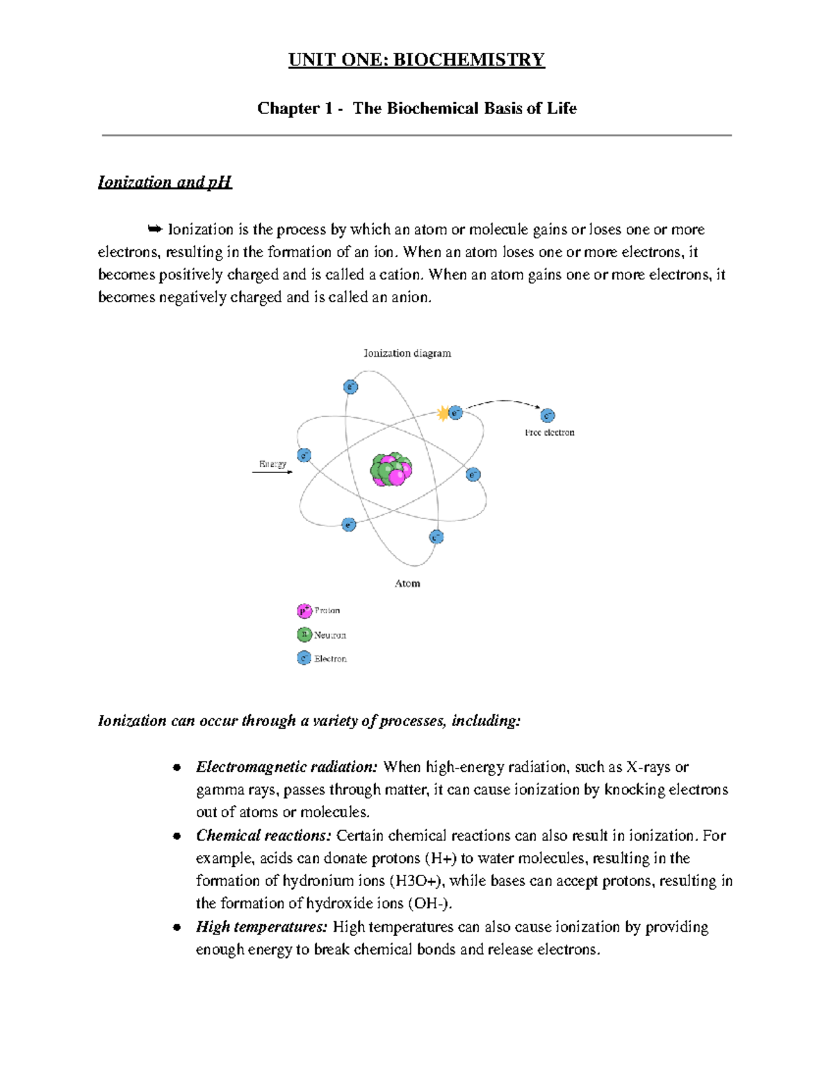 Biochemistry Chapter 1 Section 2 Pt 2 - UNIT ONE: BIOCHEMISTRY Chapter ...