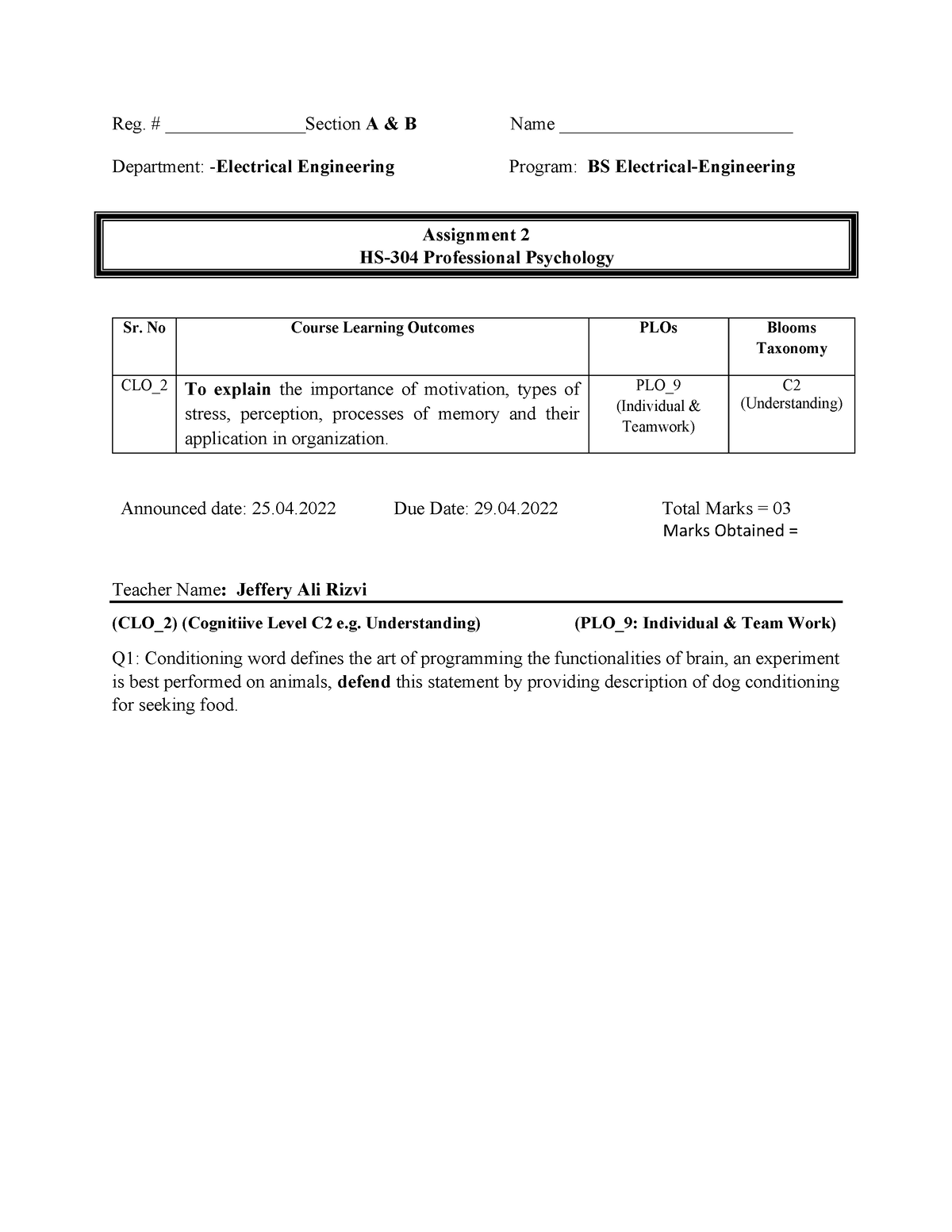 room assignment psychology 2022