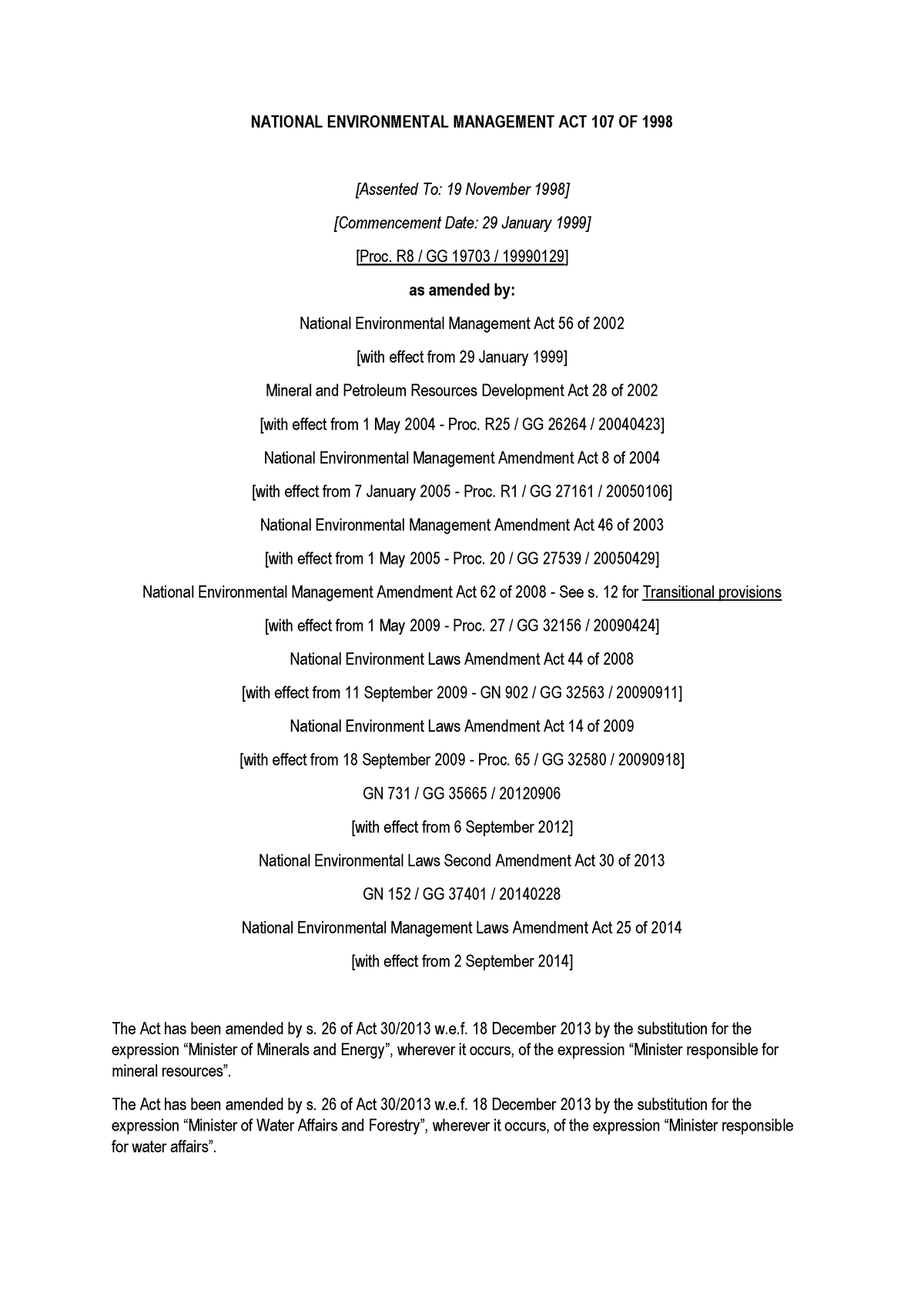 National Environmental Management ACT - NATIONAL ENVIRONMENTAL ...