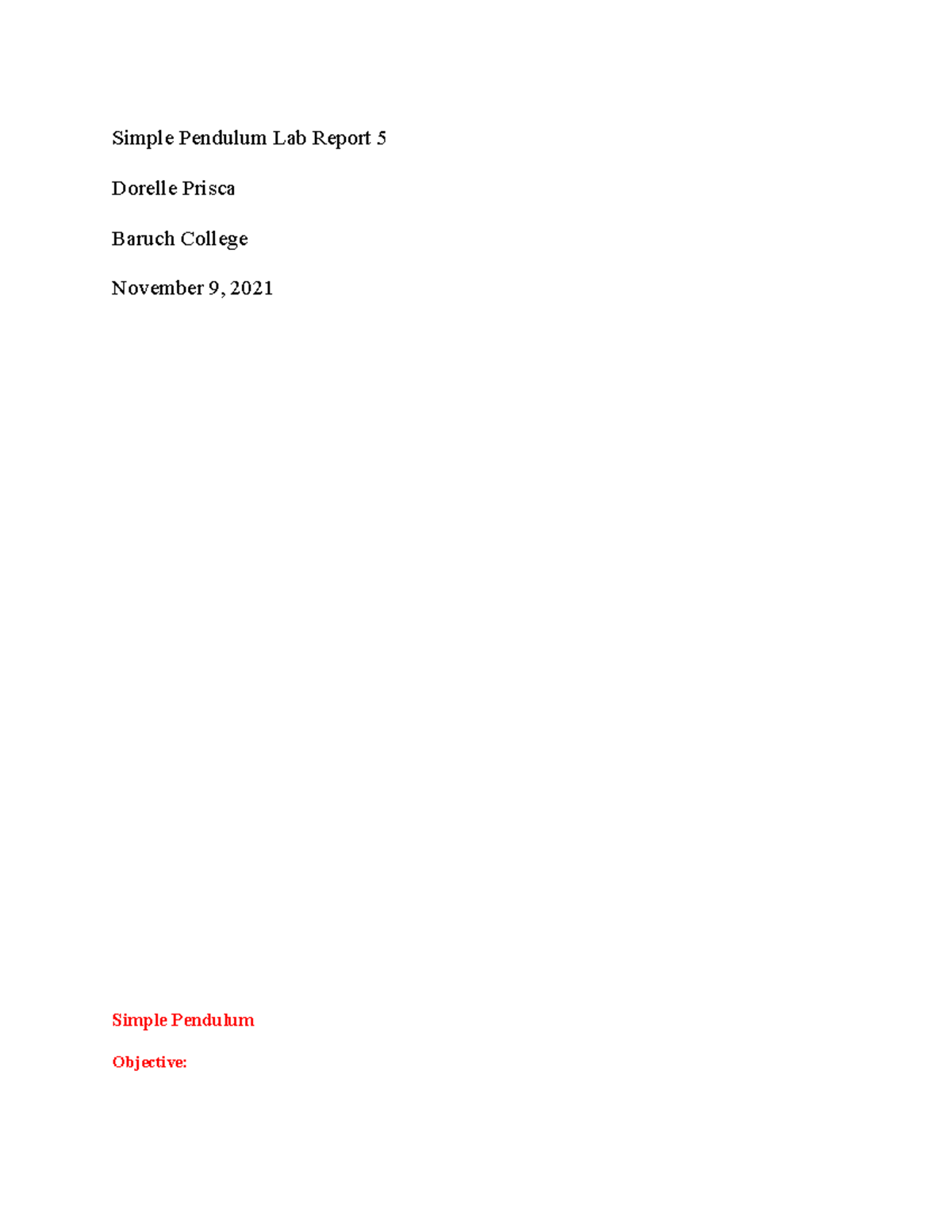Simple Pendulum Lab Report