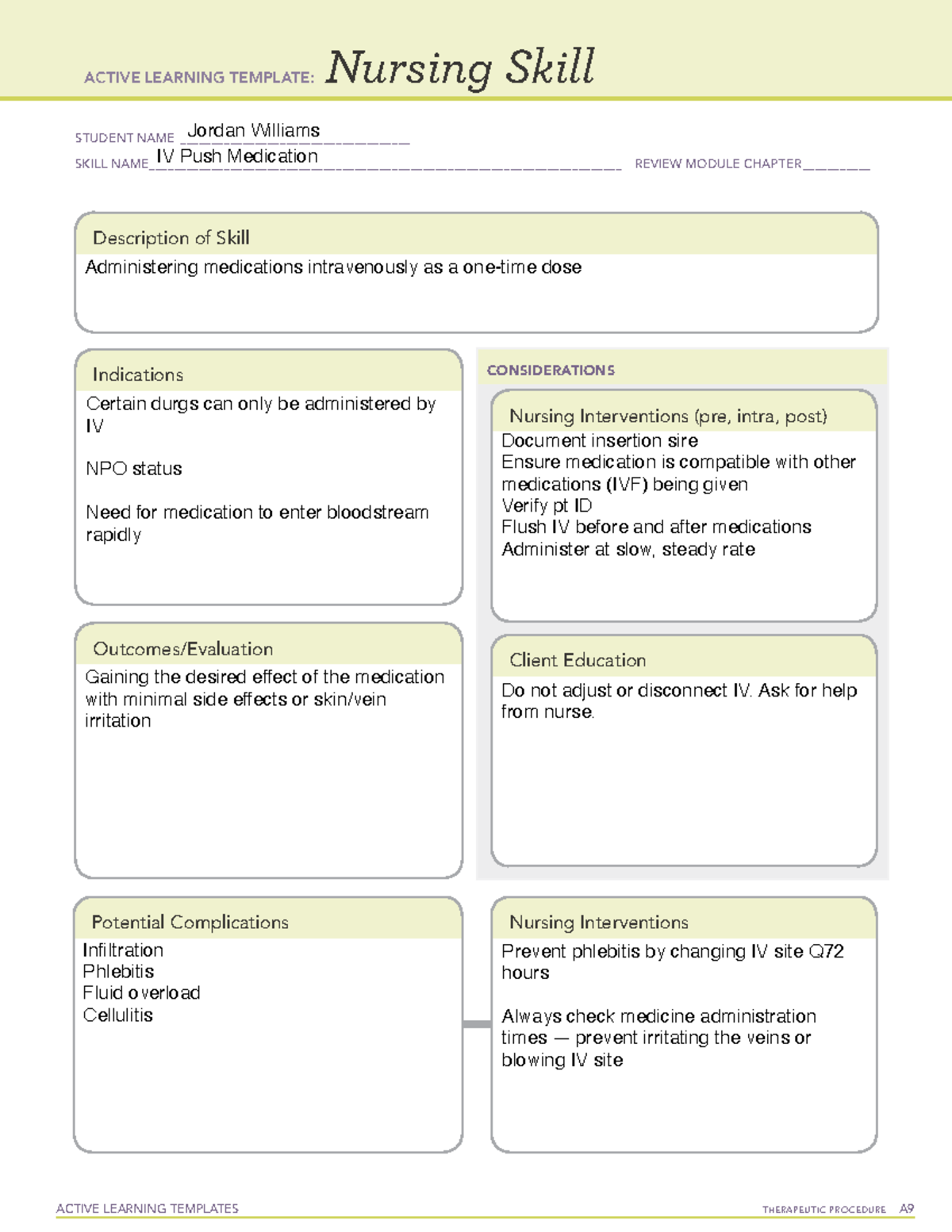 Intravenous Therapy Ati Template