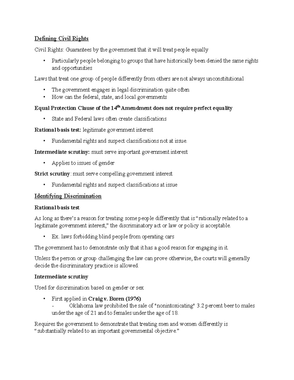 American Gov Ch.5 Part A - Defining Civil Rights Civil Rights ...