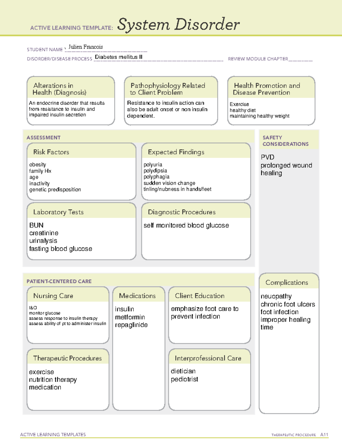 Diabetes mellitus II - n/a - ACTIVE LEARNING TEMPLATES TherapeuTic ...