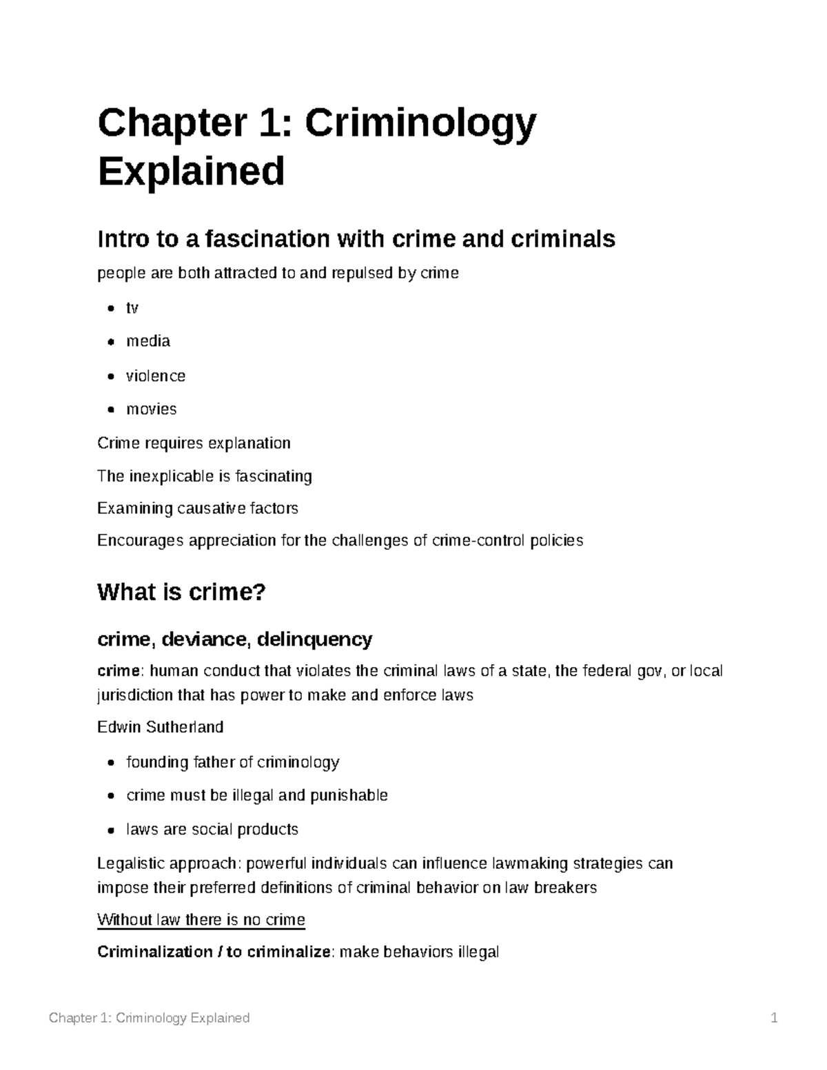 Lecture 1 Criminology Explained - Chapter 1: Criminology Explained ...