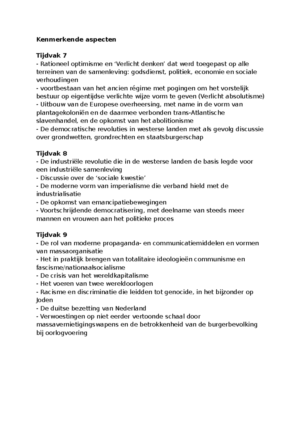 Kenmerkende aspecten alle ka