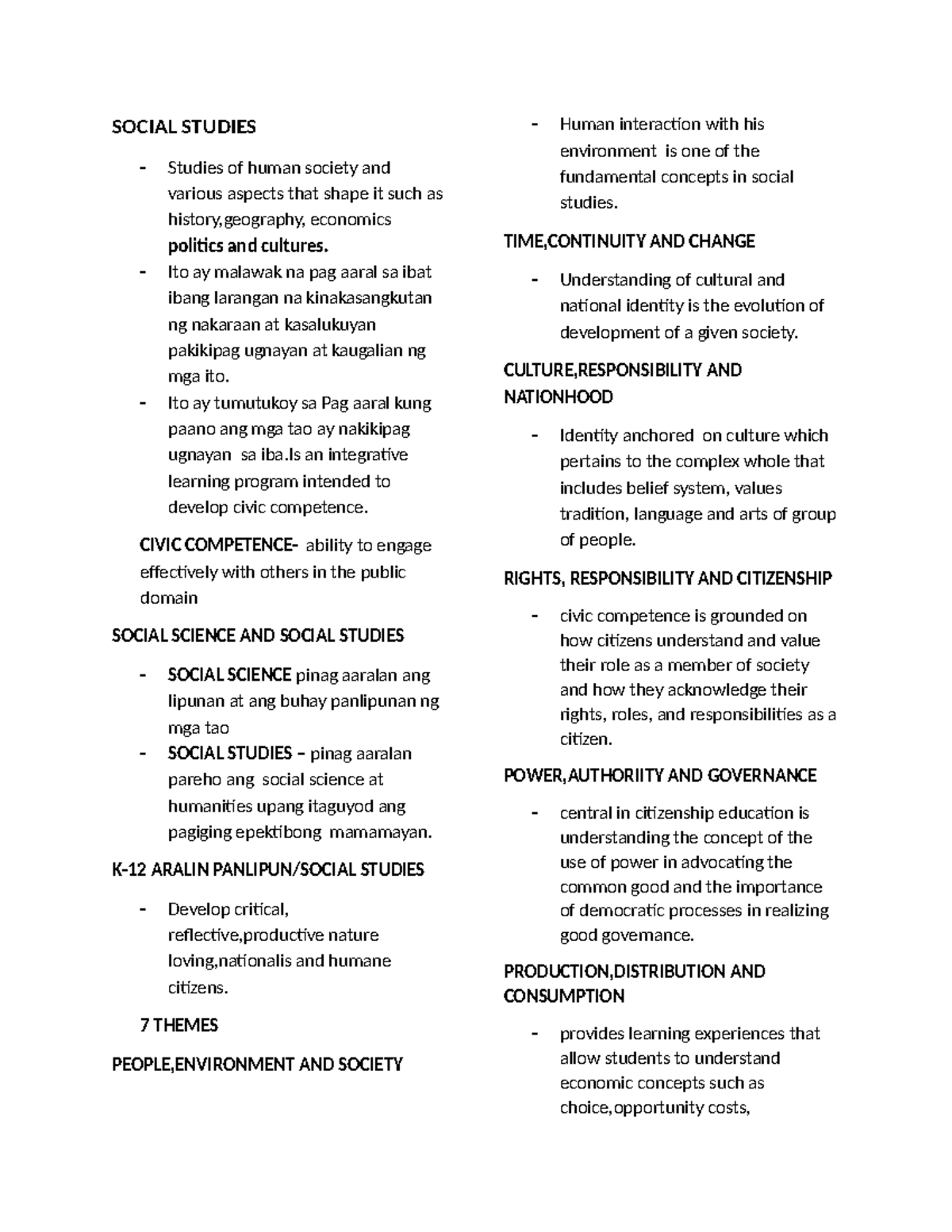 SOC STUD Reviewer BEED 2-1 - SOCIAL STUDIES Studies of human society ...