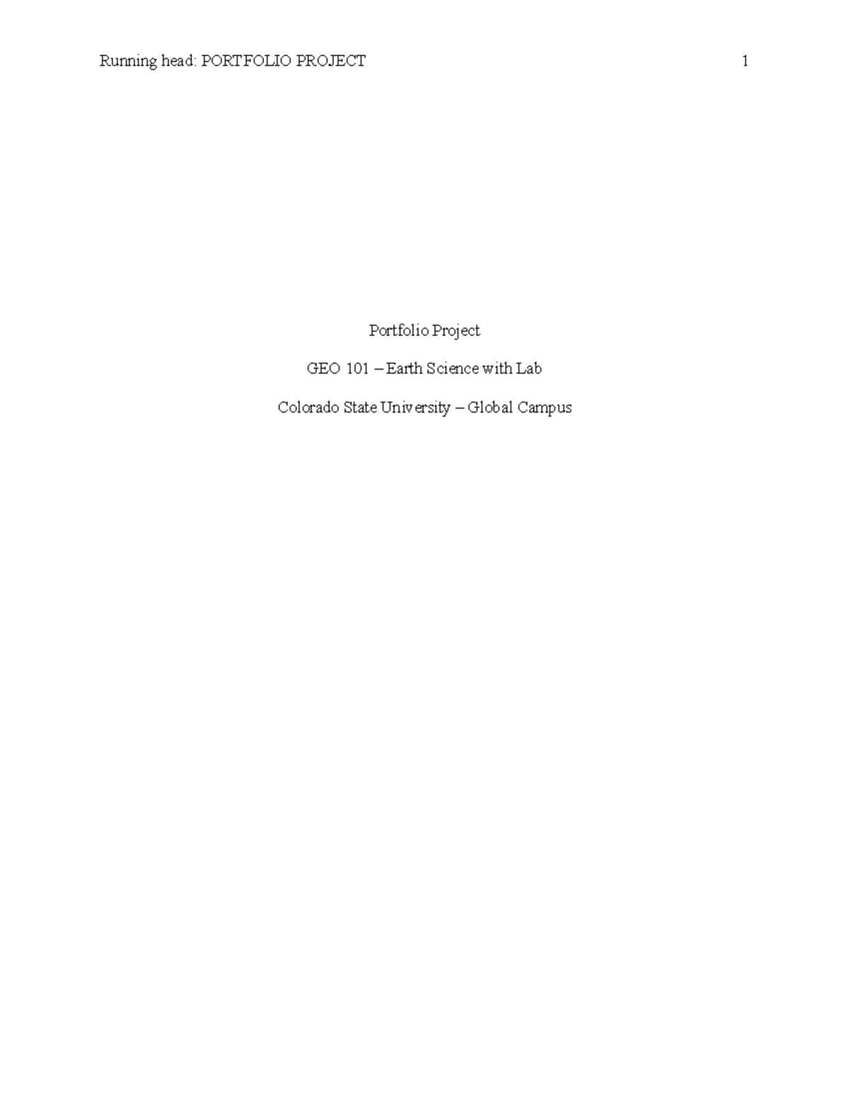 GEO101 Mod 8 Final Project Final Draft - Running head: PORTFOLIO ...
