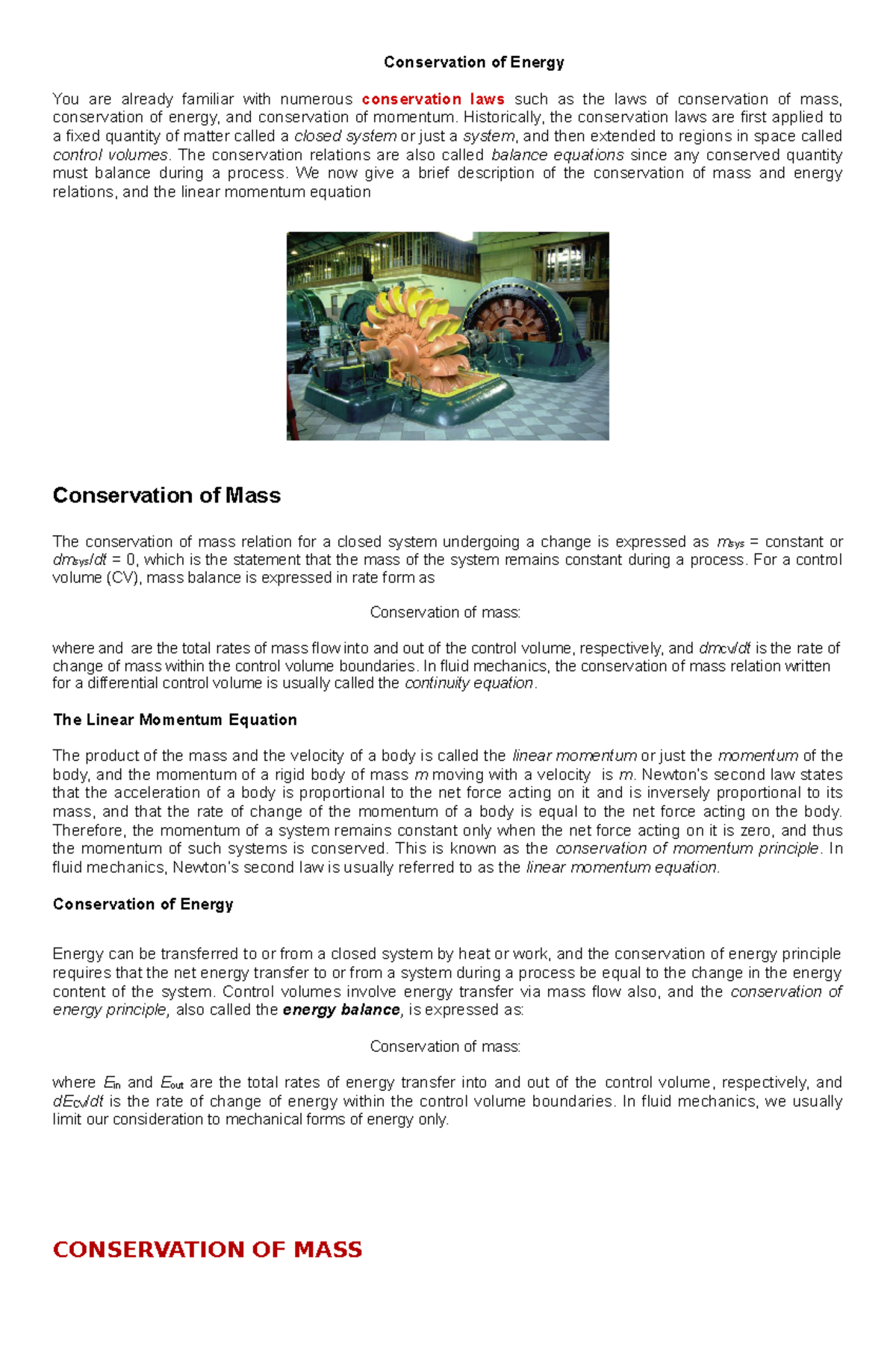 Conservation of Energy - Historically, the conservation laws are first ...