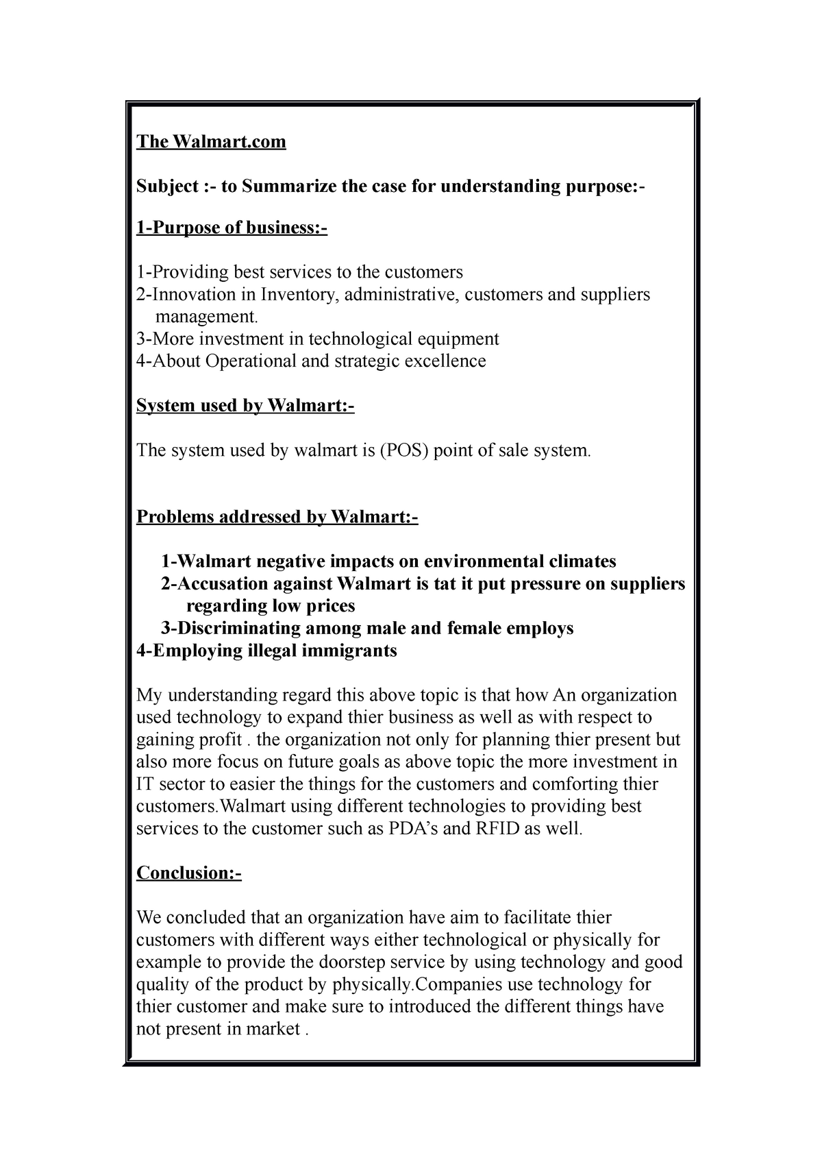 walmart information systems case study