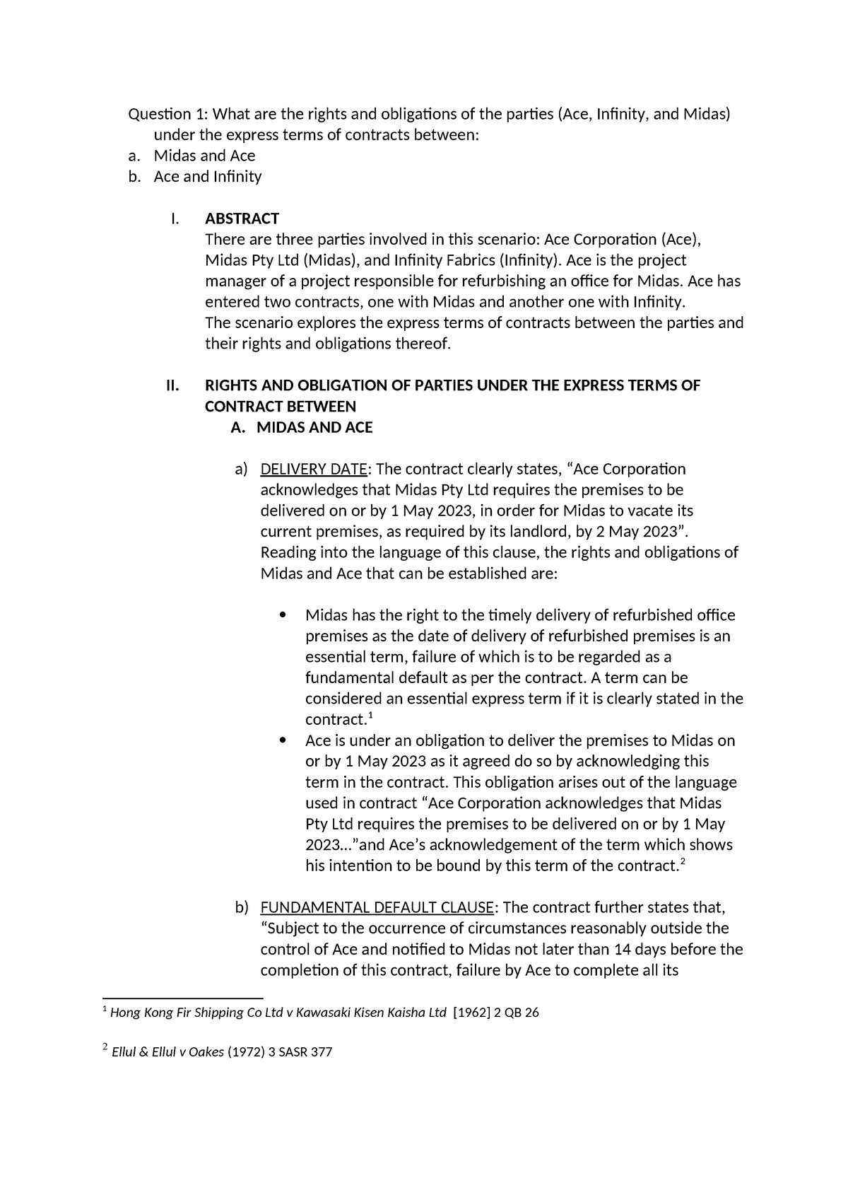 Assignment 2 ( Law172) - Question 1: What Are The Rights And 