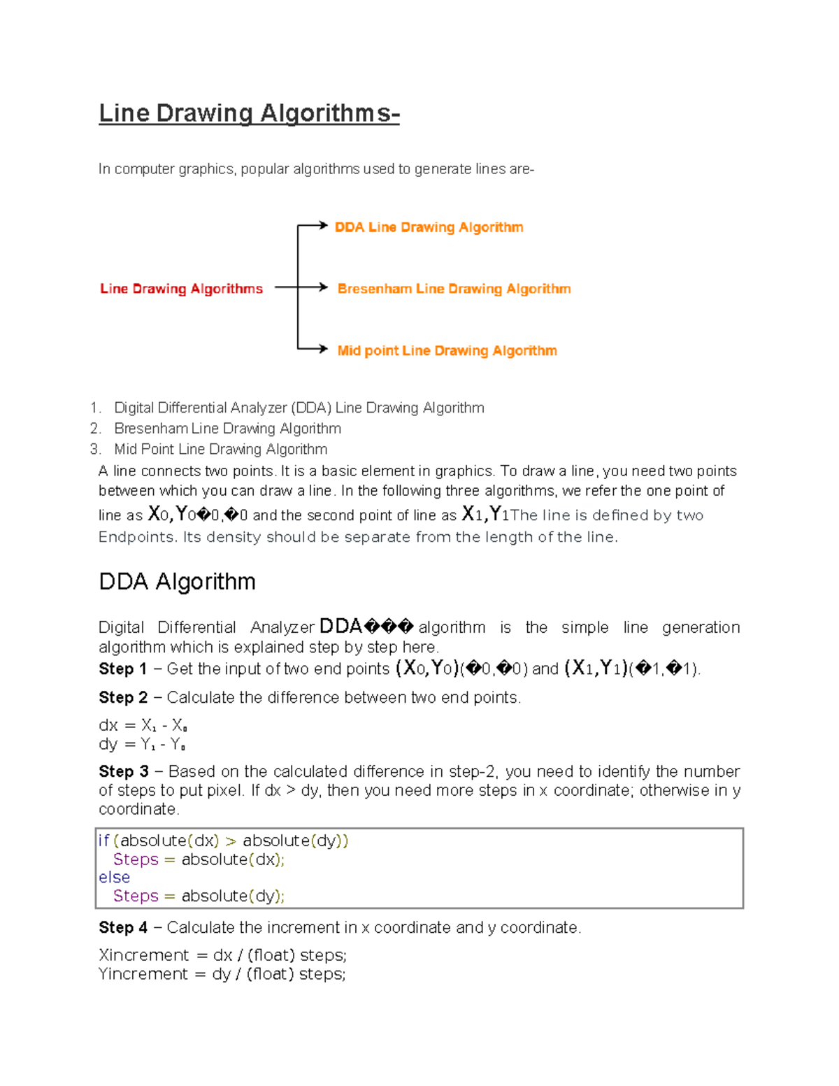 Line Drawing Algorithms - Digital Differential Analyzer (DDA) Line ...