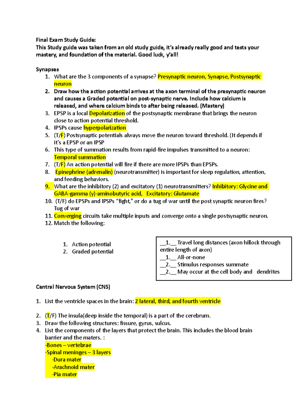 Final Exam Study Guide Biology 124 - Final Exam Study Guide: This Study ...