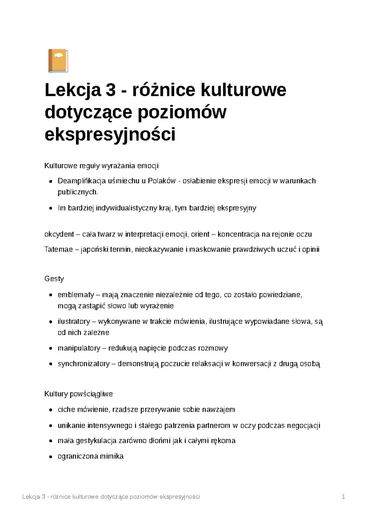ćwiczenia kulturowa 5 - Notatki z modułów e-learningowych - Lekcja 3