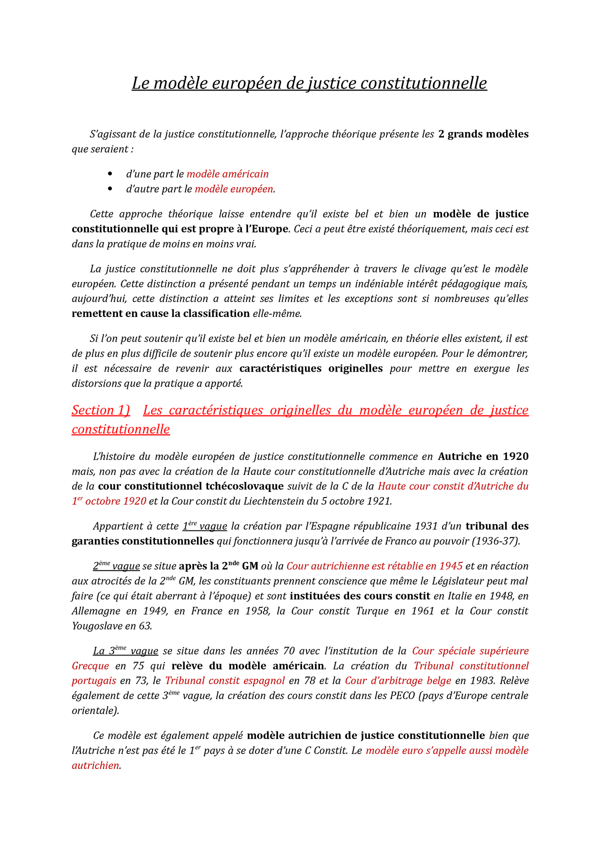 la justice constitutionnelle dissertation