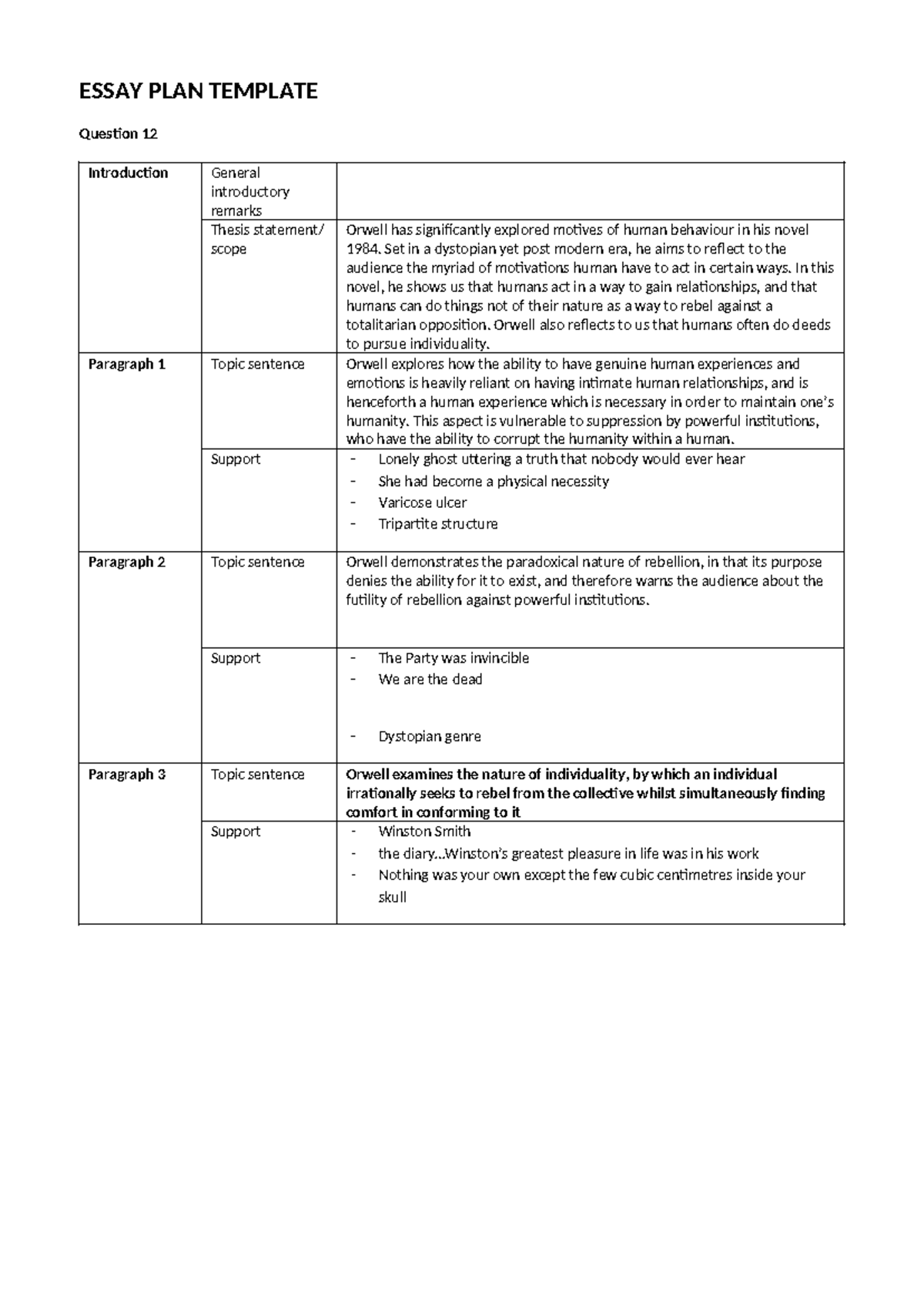 Essay-plan-template - essay plan template to change and edit. - ESSAY ...