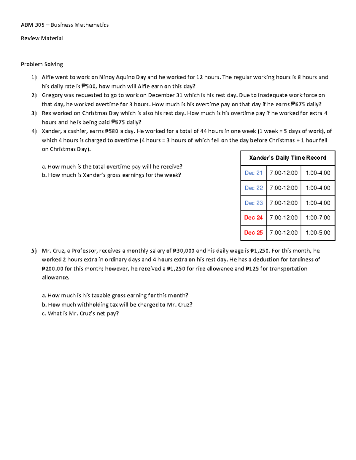 ABM 309 Review-Material - ABM 309 – Business Mathematics Review ...