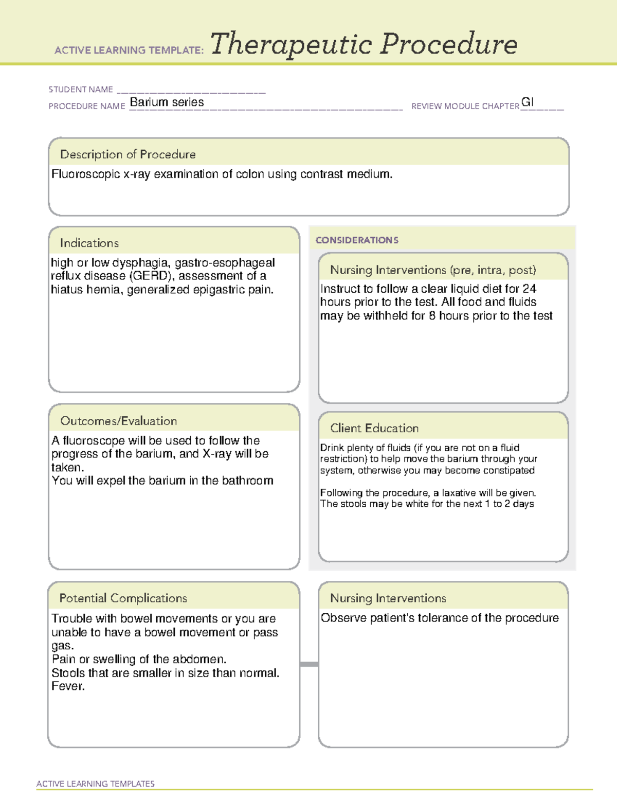 Barium series - Medication template with mechanism of action ...