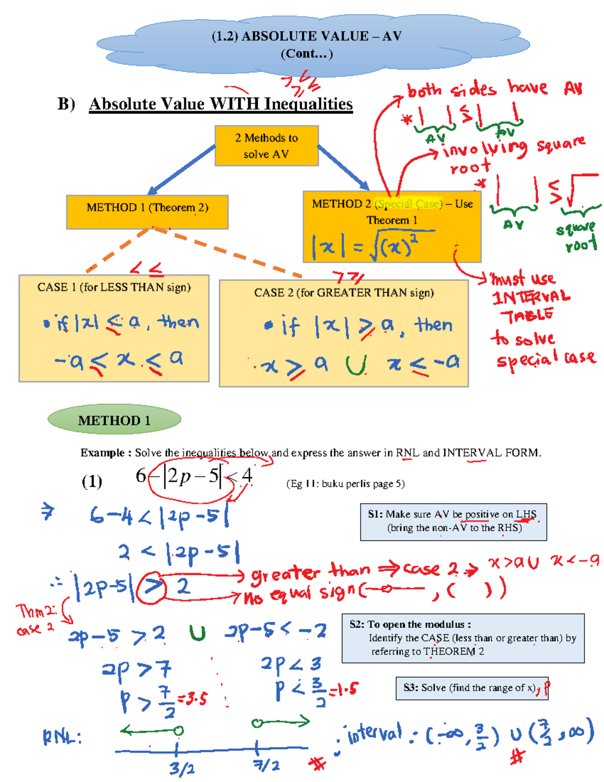 (1.2) Absolute Value (B) WITH Inequalities - B) Absolute Value WITH ...