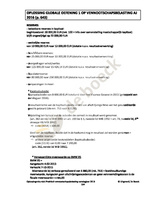 Vennootschapsbelasting Oefening Hoofdstuk 7 - Vennootschapsbelasting ...